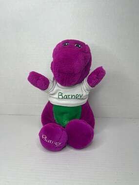 1992 Vintage Golden Bear Barney the Dinosaur Plush with White T-Shirt